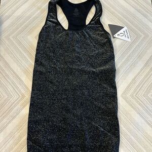 Phat Buddha Women’s Black & Silver Stretch Racerback Tank Top
